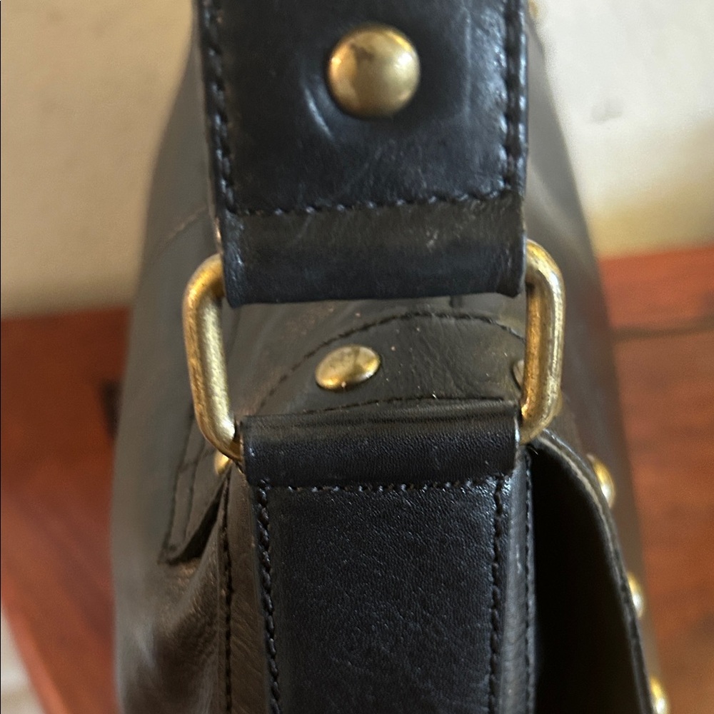 Kate Landry Black Studded Leather Shoulder Bag - Picture 4 of 9